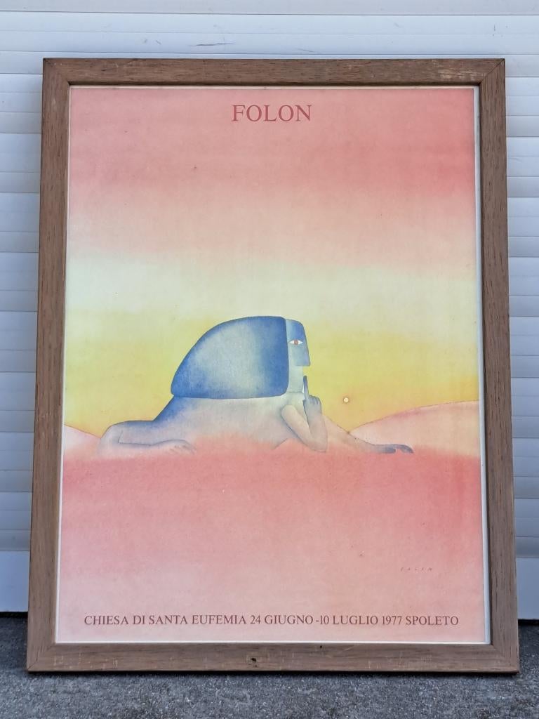 Lithographie le sphinx de jean michel folon, Ophalen of Verzenden