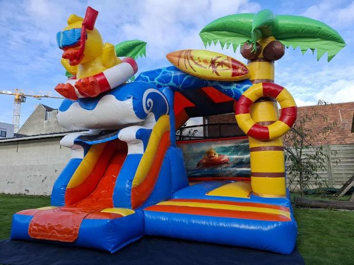 Springkasteel Slide Combo Eend huren / te huur, Hobby en Vrije tijd, Feestartikelen | Verhuur, Nieuw, Ophalen