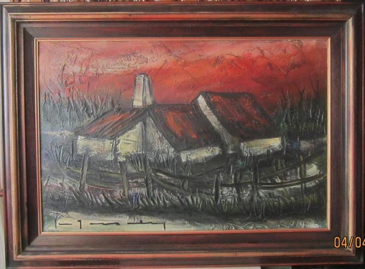 "Hoeve" - Stephaan Tessely (1933), Antiek en Kunst, Kunst | Schilderijen | Klassiek, Ophalen