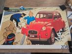 TINTIN et la 2CV,originale de 1988!, Ophalen of Verzenden, Kuifje, Zo goed als nieuw, Plaatje, Poster of Sticker
