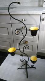 Retro plantenstaander slang 3 vintage bloempotjes, Tuin en Terras, Ophalen, Metaal, Binnen