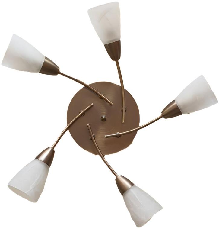 Luster met 5 armen, Huis en Inrichting, Lampen | Kroonluchters, Zo goed als nieuw, Glas, Metaal, Ophalen