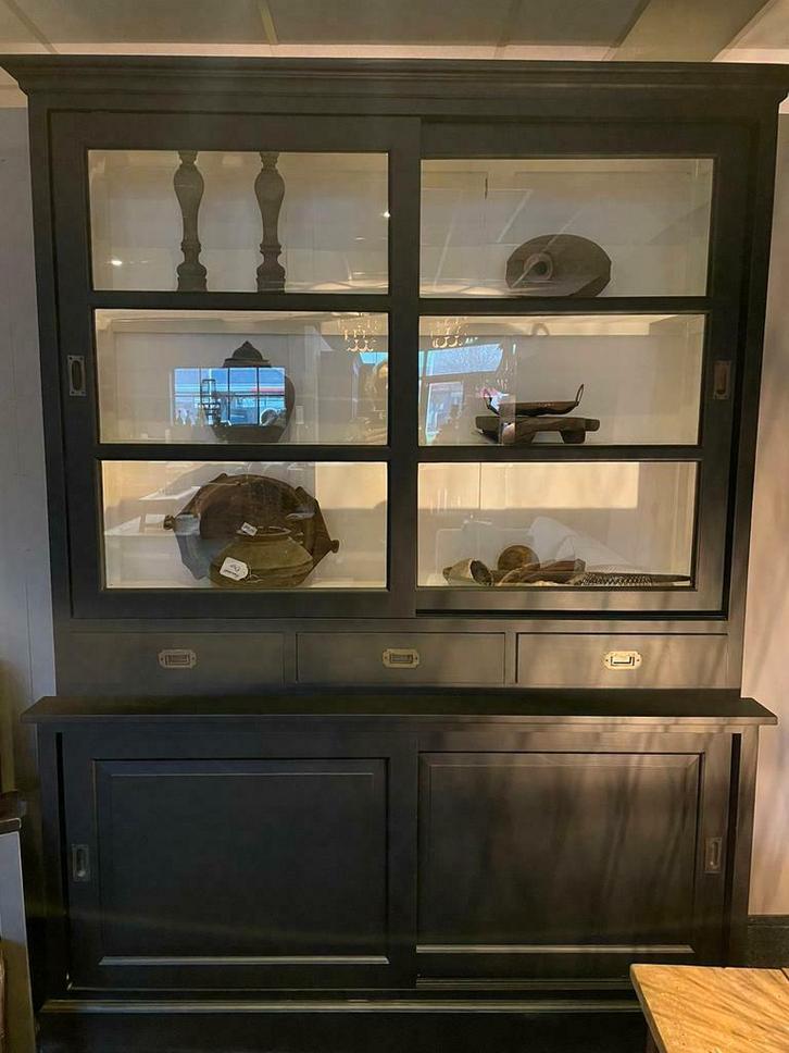 Buffetkast zwart schuifdeuren 3 laden 170 cm  OP VOORRAAD, Maison & Meubles, Armoires | Armoires murales, Neuf, 200 cm ou plus