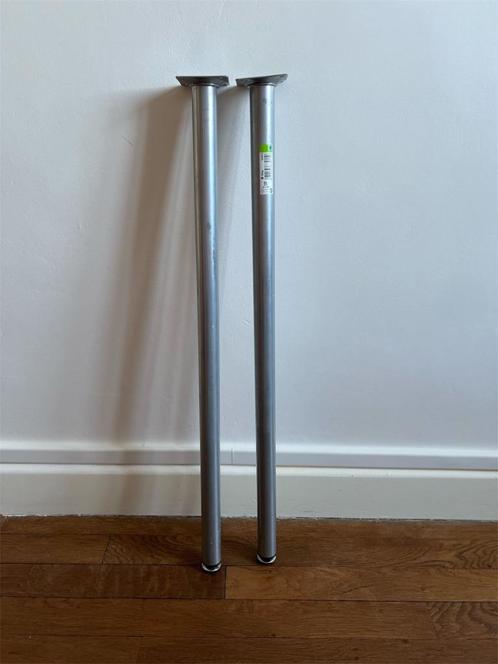 CIME - 2 pieds de table/bureau (70 cm) ronds (Ø 3 cm) - Gris, Huis en Inrichting, Tafelonderdelen, Gebruikt, Tafelpoot, 50 tot 100 cm