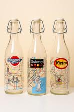 Set van 3 CERVE Italy glazen flessen – 1L – World Cities, Ophalen, Gebruikt, CERVE, X