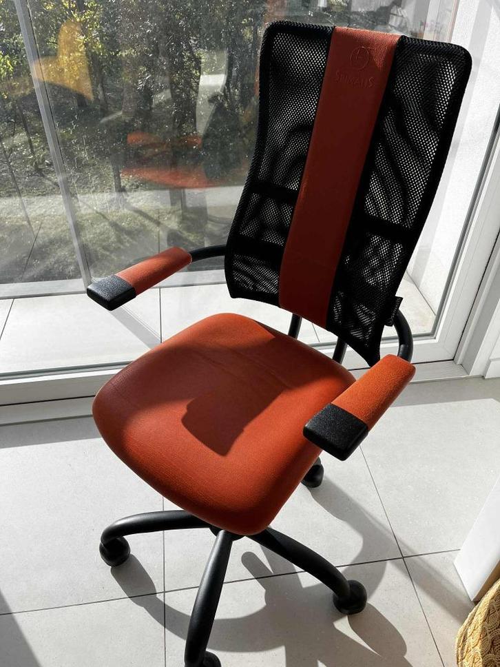 Bureaustoel Spinalis Hacker, Maison & Meubles, Chaises de bureau, Comme neuf, Chaise de bureau, Orange, Ergonomique, Enlèvement