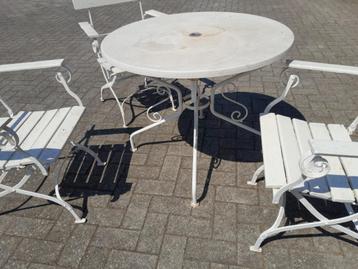 vintage tuinset tafel + 3 stoelen, Tuin en Terras, Ophalen, Tuinset