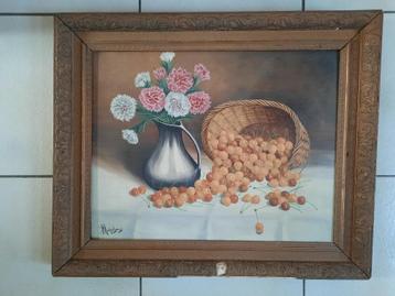 schilderij met bloemen en fruit beschikbaar voor biedingen