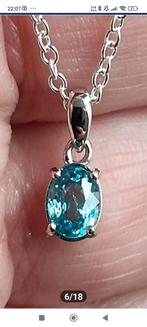 Sterling zilveren set met natuurlijke blauwe zirkoon, Blauw, Nieuw, Ophalen of Verzenden, Met edelsteen