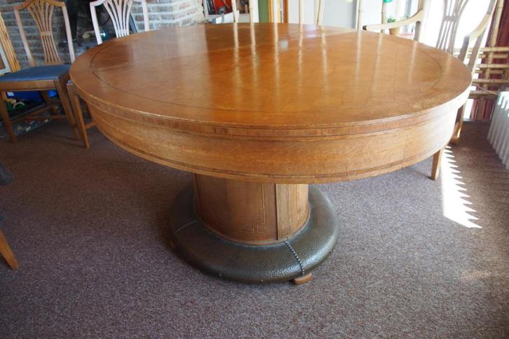 De Coene ovale tafel, circa 1920, Gebrs Decoene Frs Kortrijk, Huis en Inrichting, Tafels | Eettafels, Ovaal, Eikenhout, Metaal