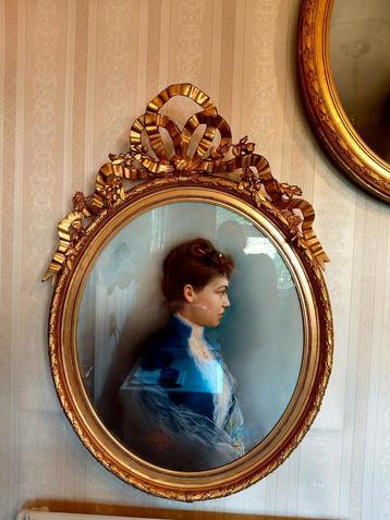 Mooie set pastelkrijt schilderijen met prachtig kader  beschikbaar voor biedingen