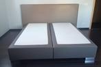 Revor boxspring + hoofdbord + bedkoffer/bank, Ophalen, Gebruikt, 200 cm, 180 cm