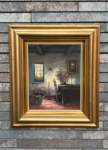 Authentiek Portretschilderij – Kunst op Canvas – Gesigneerd beschikbaar voor biedingen