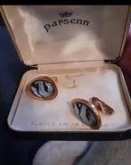 Ancien bouton de manchette plaque or 30e, Handtassen en Accessoires, Manchetknopen, Verzenden, Gebruikt, Overige materialen, Verguld