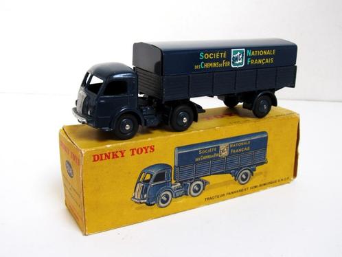 Vintage Dinky Toys Panhard tractor en SNCF-oplegger N 32 AB, Hobby en Vrije tijd, Modelauto's | 1:43, Zo goed als nieuw, Bus of Vrachtwagen