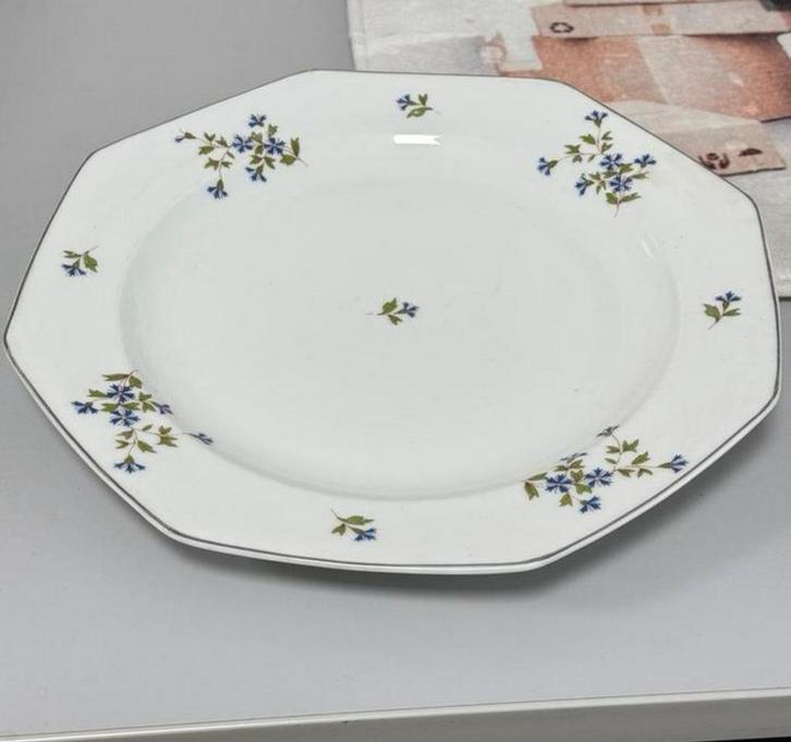 Antiek 1910 porseleinen Frans bord 32cm Limoges de Barbeaux, Antiek en Kunst, Antiek | Servies los, Ophalen of Verzenden