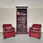 Crawley Classic Chesterfield Fauteuils SET – Antiek Rood, Le, Antiek en Kunst, Ophalen