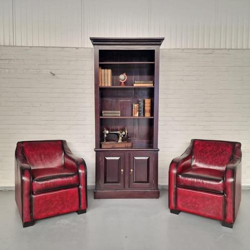 Crawley Classic Chesterfield Fauteuils SET – Antiek Rood, Le, Antiek en Kunst, Antiek | Meubels | Stoelen en Sofa's, Ophalen
