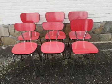 Rode formica stoelen..6stuks..vintage 60's!  beschikbaar voor biedingen