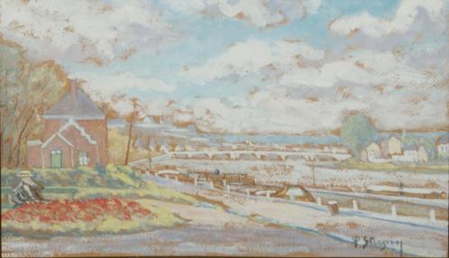 Paul Sterpin (1873-1952): Landschap (55 x 41 cm), Antiek en Kunst, Kunst | Schilderijen | Klassiek, Ophalen of Verzenden