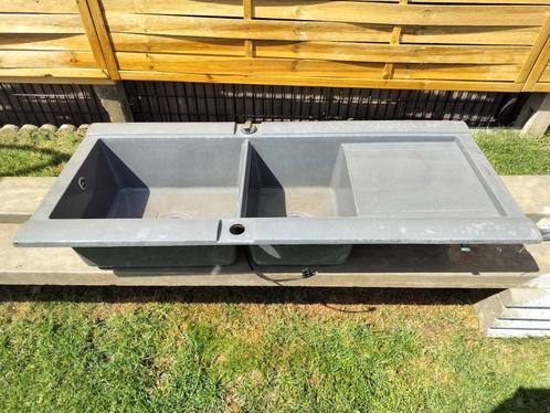Dubbele keuken spoelbak lavabo in grafiet. Donkergrijs ., Huis en Inrichting, Keuken | Keukenelementen, Gebruikt, Ophalen