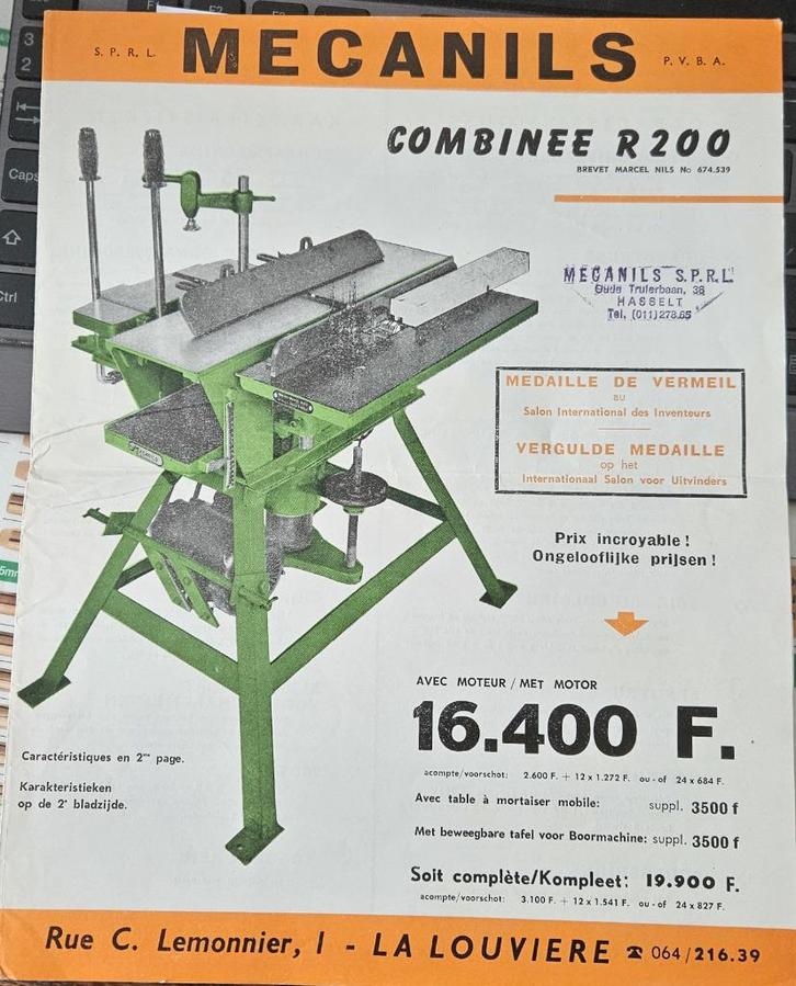 Hout combine Mecanils R200, Doe-het-zelf en Bouw, Schaafmachines, Gebruikt, Elektrisch, Ophalen