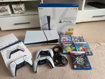 PlayStation 5 Slim 1 TB disc edition+3 joystick+5 spelletjes beschikbaar voor biedingen