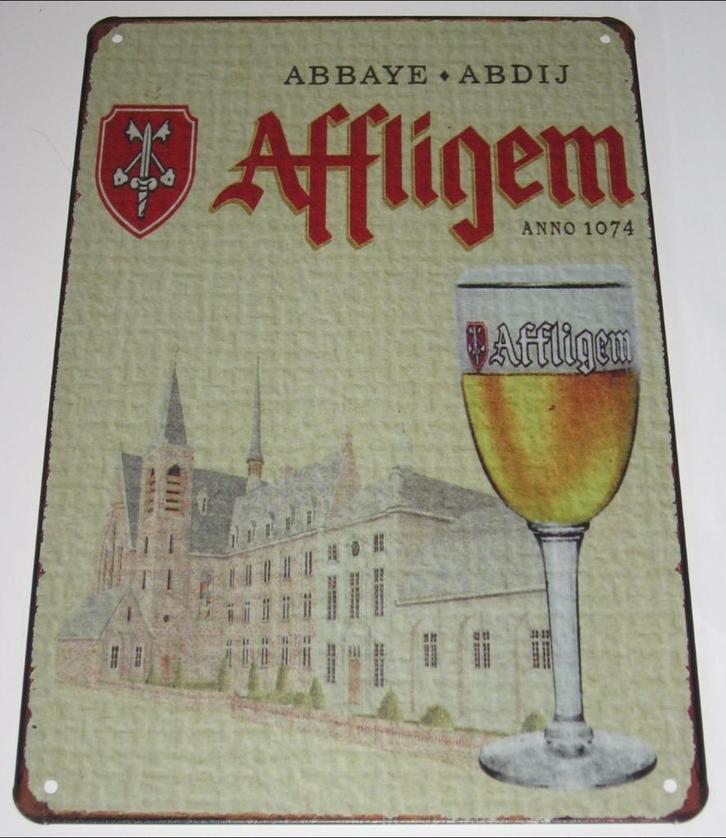 AFFLIGEM BIER : Metalen Bord Affligem Abdijbier - Anno 1074, Verzamelen, Biermerken, Nieuw, Reclamebord, Plaat of Schild, Overige merken