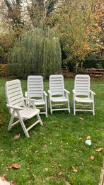 Witte tuinstoelen (4stuks), Tuin en Terras, Ophalen, Gebruikt, Plastic