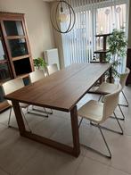 Eettafel in eikenfineer met 5 gratis stoelen, Huis en Inrichting, Ophalen, Gebruikt