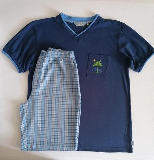 Blauwe pyjama met ruitjes korte broek van Eskimo, S, Kleding | Heren, Pyjama's, Zo goed als nieuw, Ophalen of Verzenden
