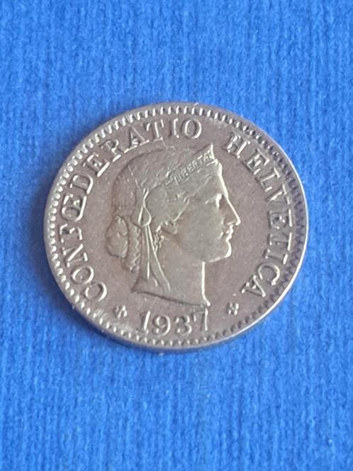 1937 Zwitserland 5 rappen, schaars, Postzegels en Munten, Munten | Europa | Niet-Euromunten, Losse munt, Overige landen, Verzenden