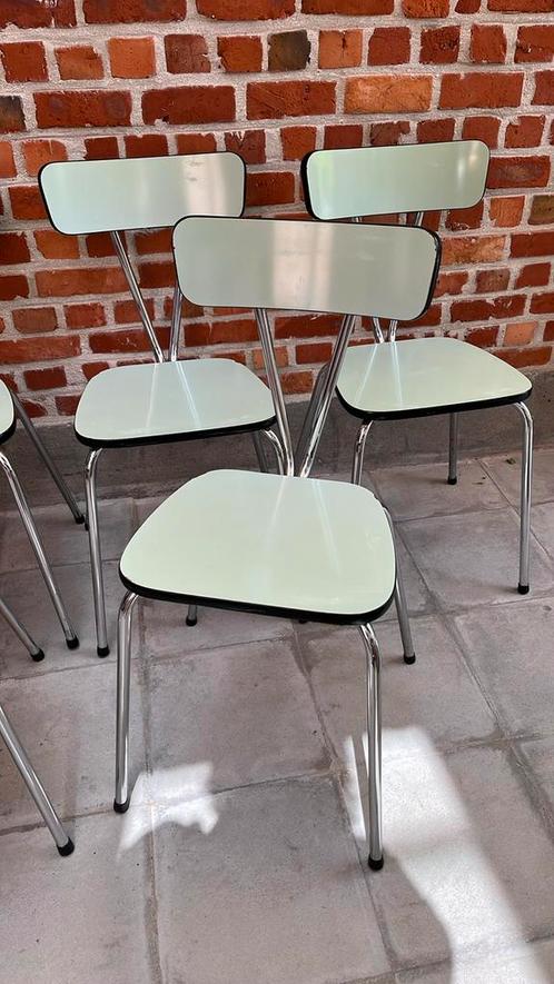 6 vintage pastelgroene formica stoelen, Antiek en Kunst, Antiek | Meubels | Stoelen en Sofa's, Ophalen