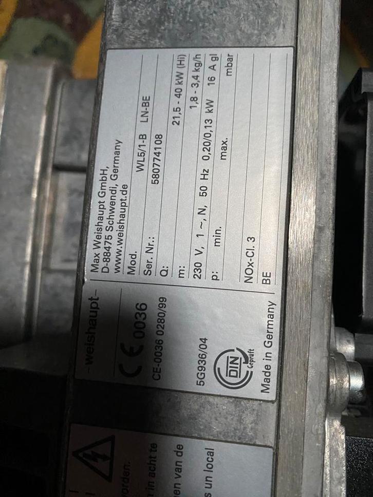 Weishaupt WL5/1-B de 21,5 -40kw, Bricolage & Construction, Chauffage & Radiateurs, Utilisé, Enlèvement ou Envoi