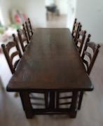 Table à manger en chêne massif avec 6 chaises assorties, Maison & Meubles, Chêne, Rectangulaire, 50 à 100 cm, Enlèvement