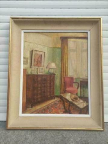 huile sur panneau interieur signe c pany beschikbaar voor biedingen