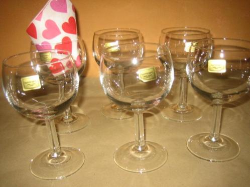 Set van 6 vintage bolle wijnglazen nr 2"Luminarc" France, Antiek en Kunst, Antiek | Servies los, Ophalen