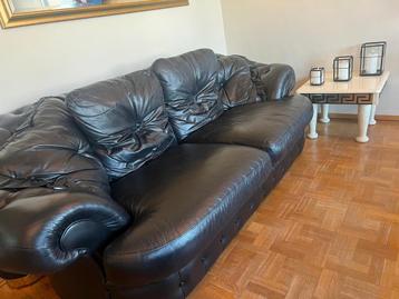 Vintage - Zwarte sofa, 3 zit sofa beschikbaar voor biedingen