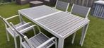 Tuinset: tafel, 4 stoelen, 4 kussens, Tuin en Terras, Tuinsets en Loungesets, Ophalen, 4 zitplaatsen, Aluminium, Zo goed als nieuw