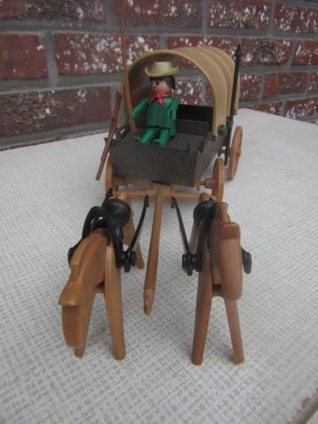 Playmobil vintage western huifkar met paarden en voerder beschikbaar voor biedingen