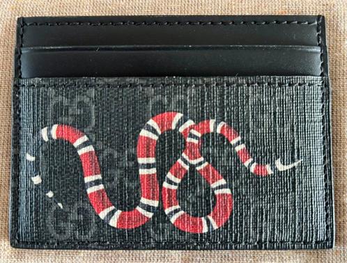 Gucci GG SUPREME KAARTHOUDER MET KONINGSNAKE PRINT, Handtassen en Accessoires, Portemonnees, Nieuw, Zwart, Ophalen of Verzenden