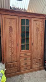 Prachtige Antieke kast met groen glas, Antiek en Kunst, Ophalen