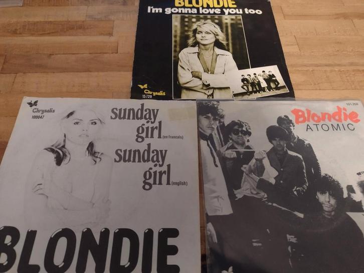 LOT: 3 singles BLONDIE: Atomic-I'm gonna love you -sunday, Cd's en Dvd's, Vinyl Singles, Gebruikt, Single, Pop, 7 inch, Ophalen of Verzenden