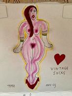 Naakte vrouw met vintage sokken, Ophalen of Verzenden