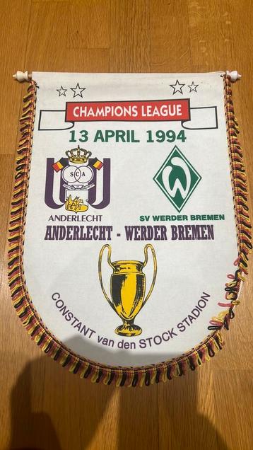 Grote wimpel Anderlecht - Werder Bremen 1994 beschikbaar voor biedingen