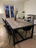 Eettafel met 8 stoelen en salontafel, Enlèvement, Utilisé, 50 à 100 cm, Rectangulaire