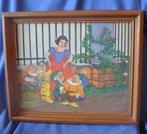 cadre mural peinture sur panneau sous verre blanche neige, Antiquités & Art, Enlèvement ou Envoi