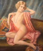 Mooi zittend Art Deco naakt in pastel, Ophalen