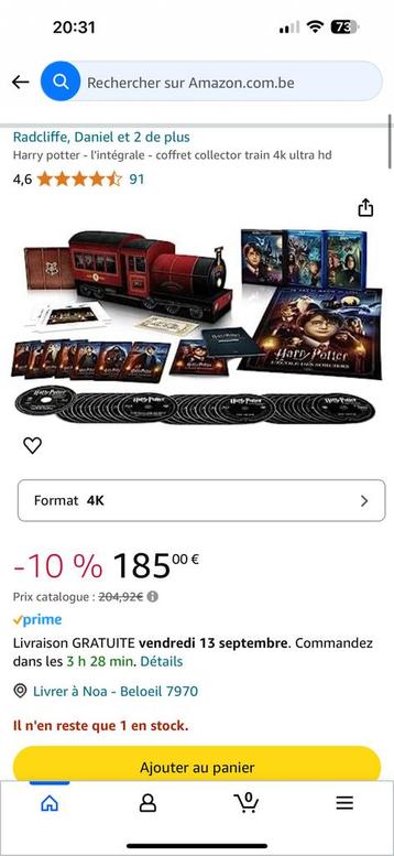 Train poudlard express 4k Harry Potter 8 films 25 disques 