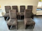 6 eettafel stoelen fluweel / alcanta met wieltjes, Comme neuf, Enlèvement, Cinq, Six Chaises ou plus, Landelijk / Modern
